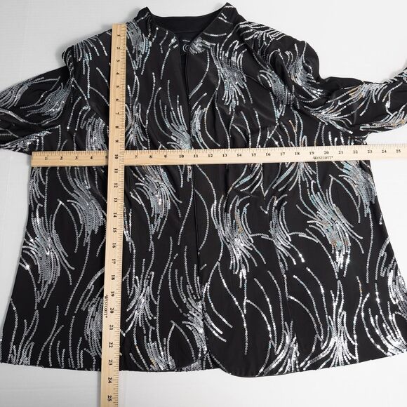 Alex Evenings Sequin Twinset Mandarin Neck Womens 1X Black Silver Event Formal - Picture 4 of 16